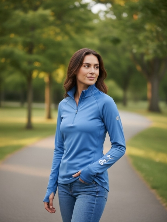 Athleta Tops - Athleta Sky Blue Quarter-Zip Performance Top